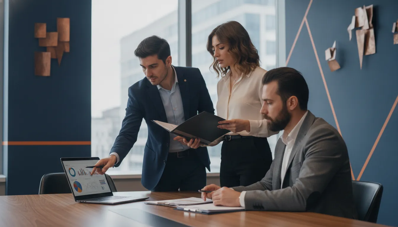 B2B SEO stratejileri ile organik lead kazanımı üzerine toplantı yapan kurumsal iş ekibi