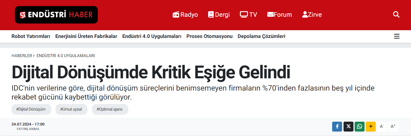 ENDÜSTRİ HABER umut uysal optimal ajans