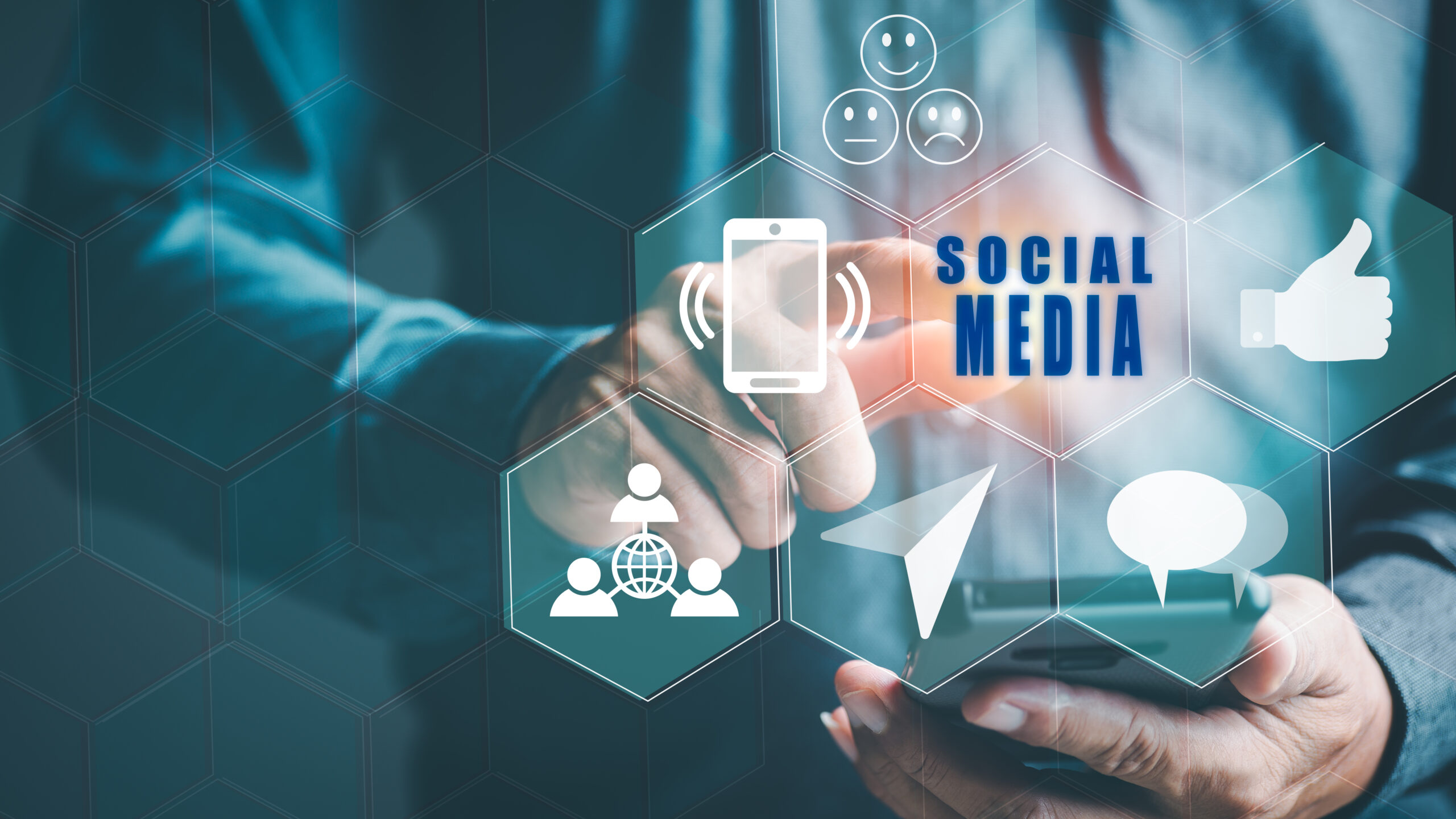 Young businessman using smartphone, internet social media concep