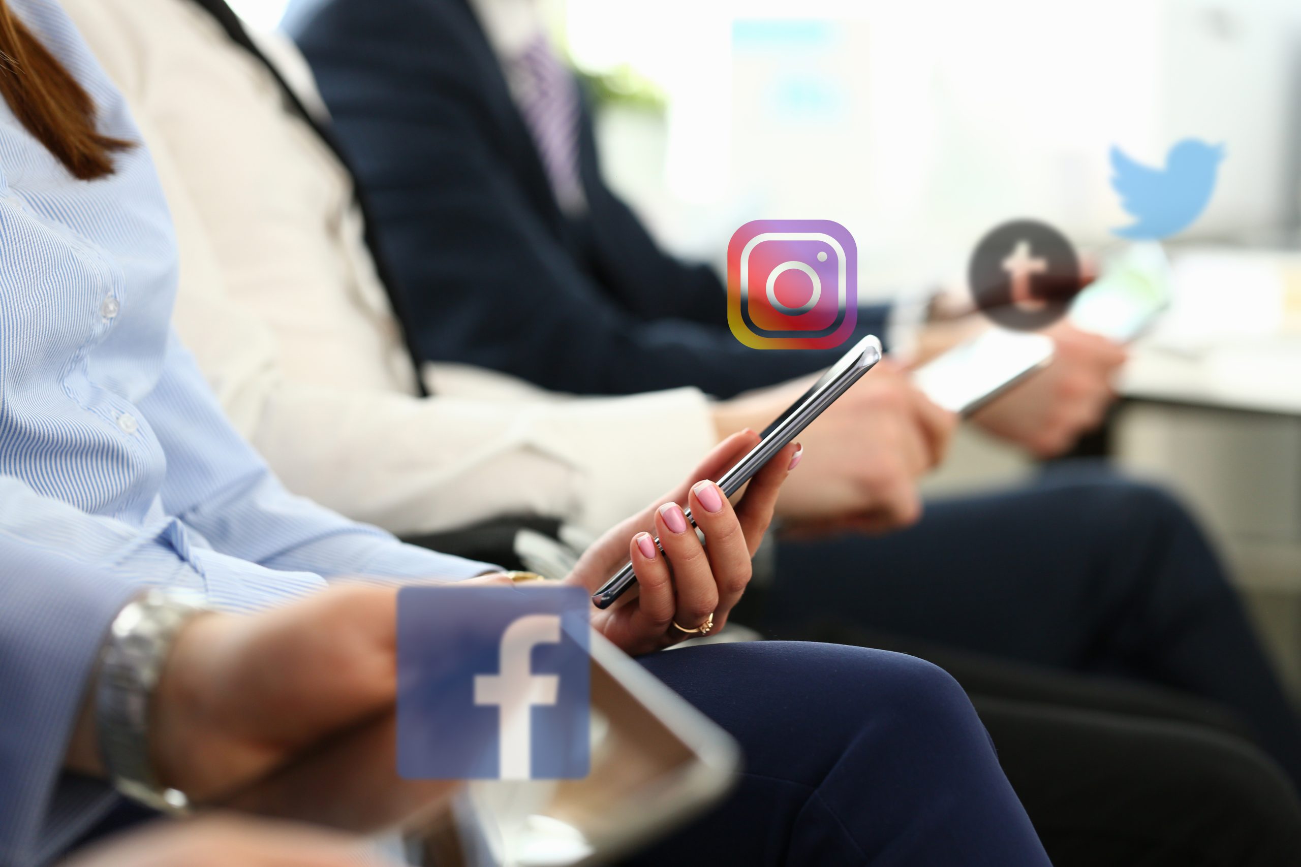 Group business people hold mobile device