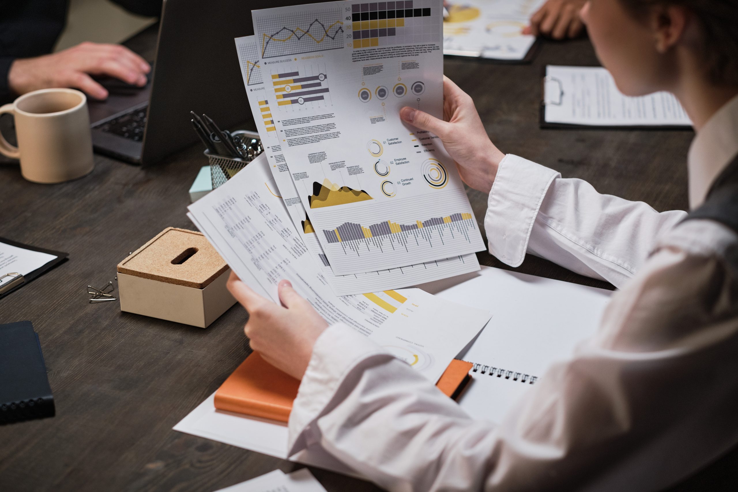 Businesswoman working with financial documents