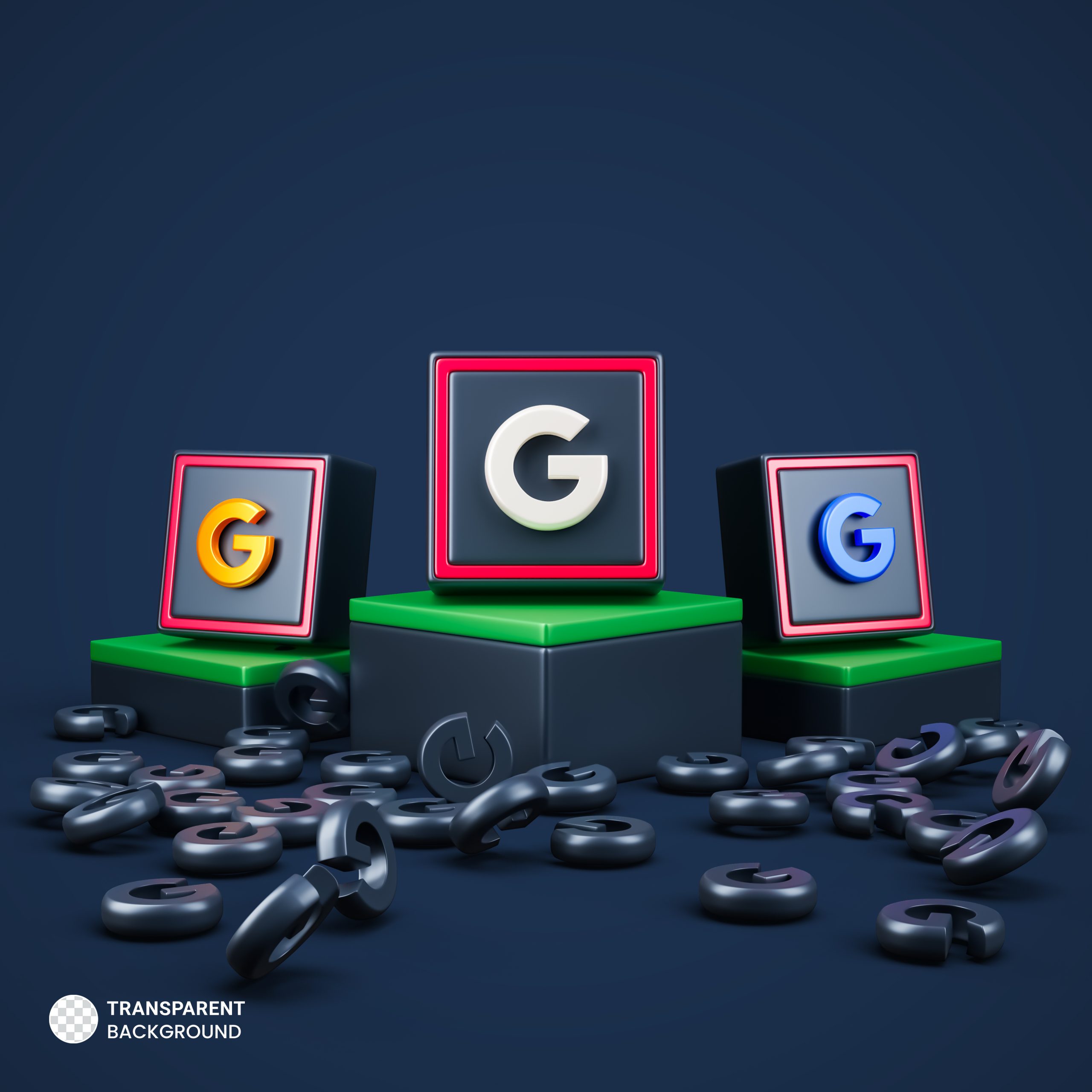 Google sign on podium stage with blue background